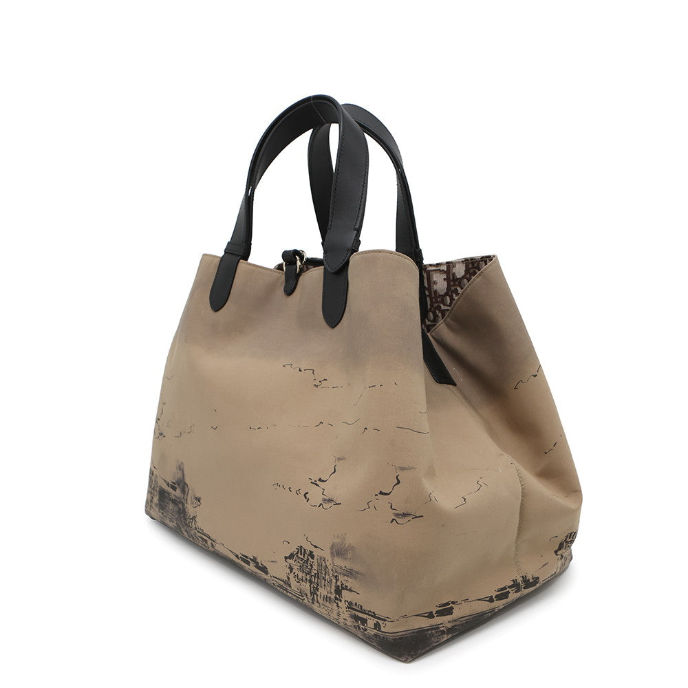 Dior Jules Oblique Tote Bag BeigeM2820OZBP Nylon Leather Size Large Rovelle Bags