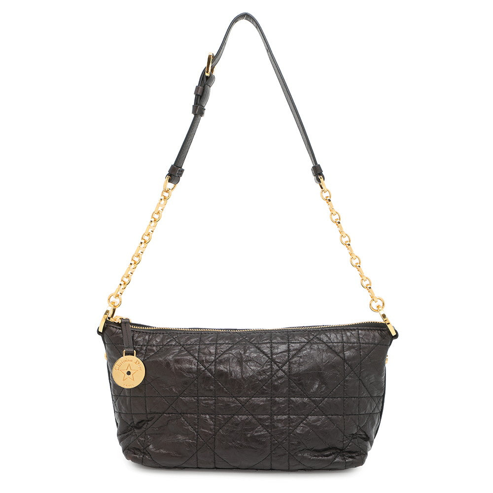 Dior Diorstar Hobo Bag Macrocannage Crinkled BlackS3202UNIO Calf Leather Rovelle Bags