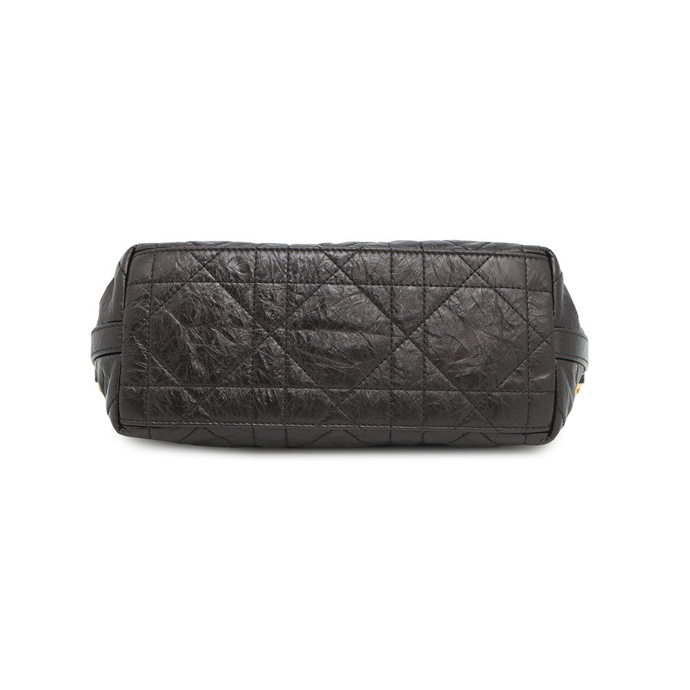 Dior Diorstar Hobo Bag Macrocannage Crinkled BlackS3202UNIO Calf Leather Rovelle Bags