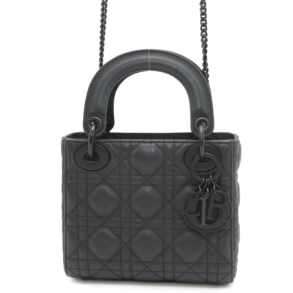 Dior Lady Dior Canage 2WAY Handbag BlackM0505SLOI Ultra Matt Calf Leather Size Mini Rovelle Bags