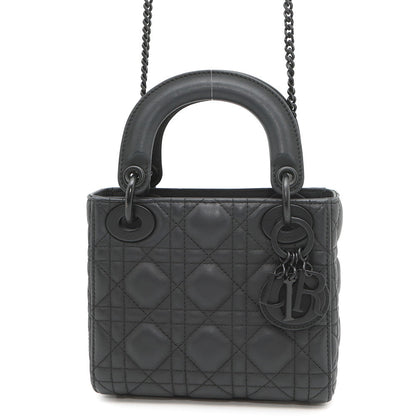 Dior Lady Dior Canage 2WAY Handbag BlackM0505SLOI Ultra Matt Calf Leather Size Mini Rovelle Bags