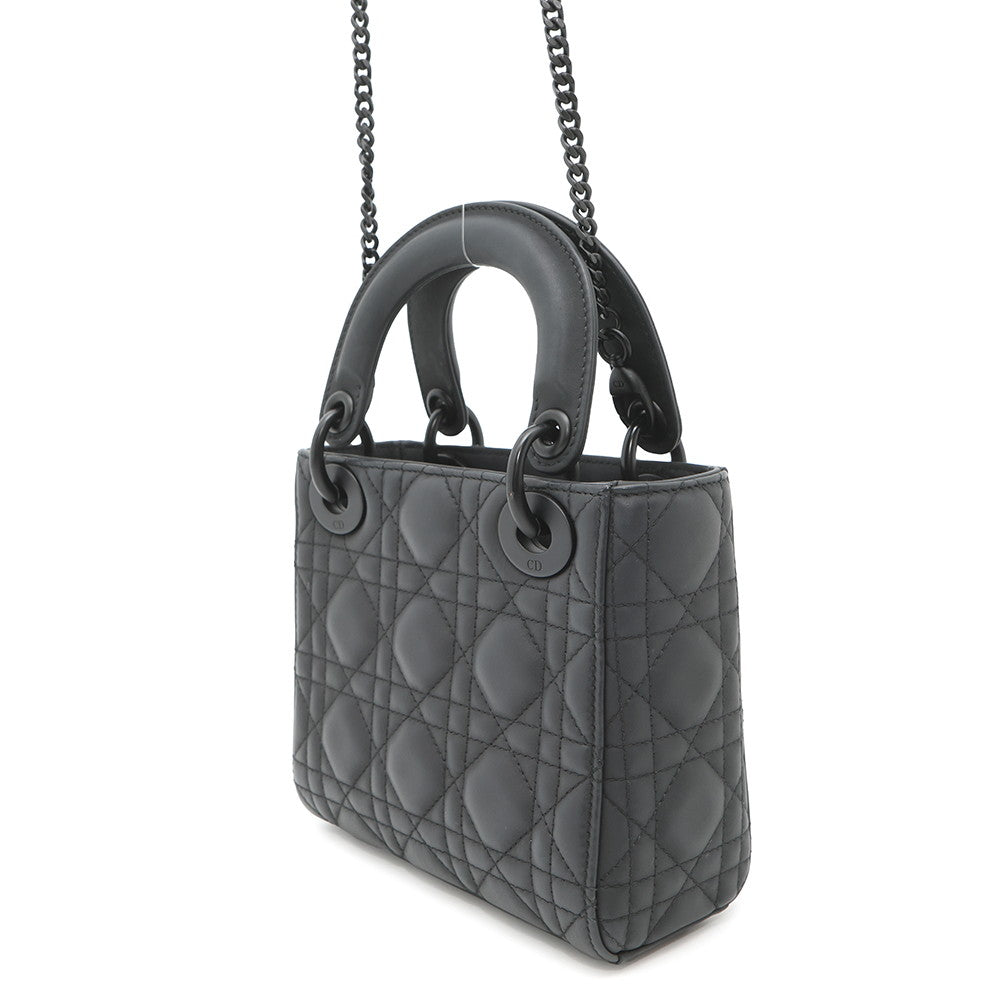 Dior Lady Dior Canage 2WAY Handbag BlackM0505SLOI Ultra Matt Calf Leather Size Mini Rovelle Bags