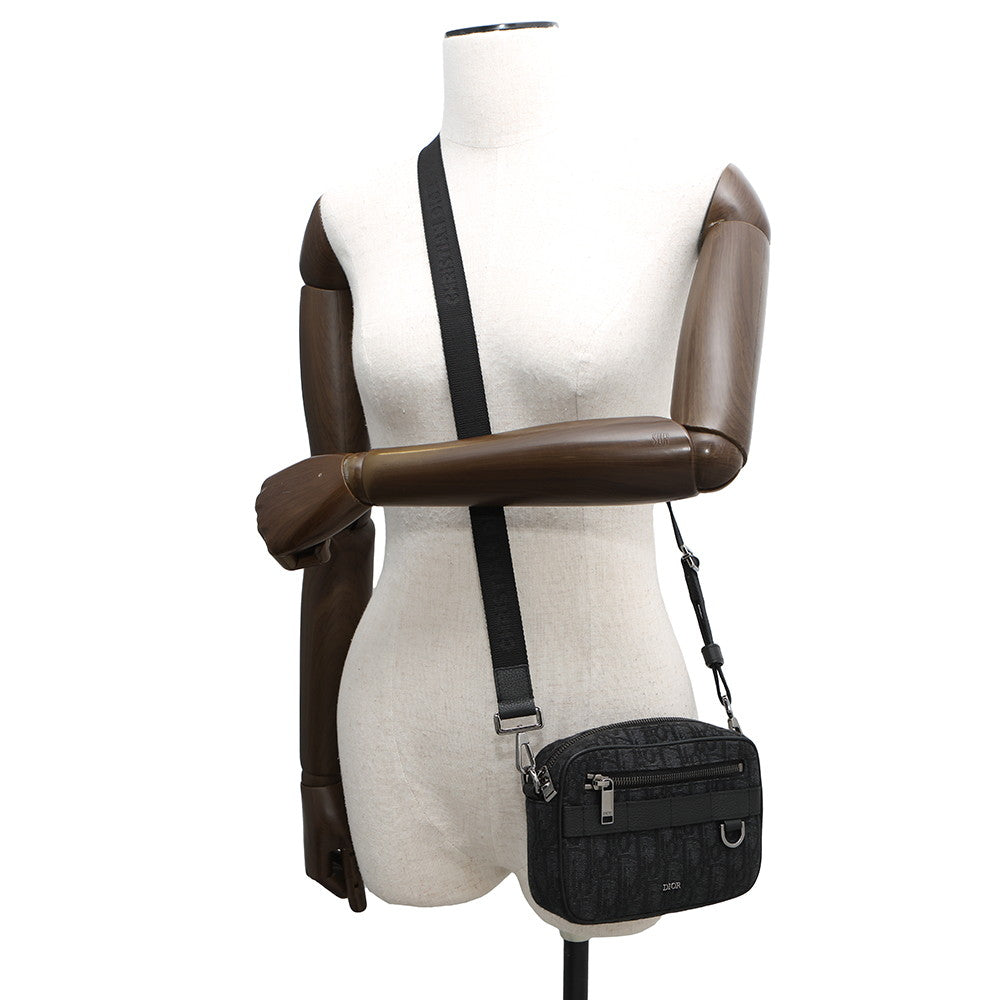 Dior Oblique Safari Shoulder Bag Black2ESWS011YKY Jacquard Leather Size Mini Rovelle Bags