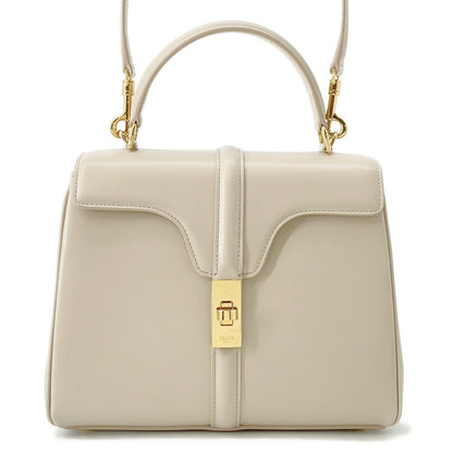 CELINE 16 S ¨ze Shoulder Bag Beige Calf Leather Size Small