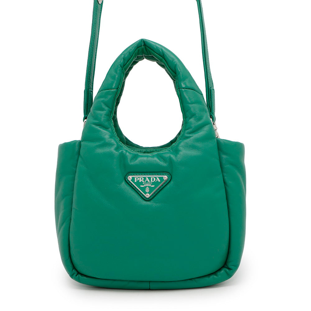 Prada Logo 2-Way Mini Handbag Green1Ba359 Soft Nappa Leather Rovelle Bags