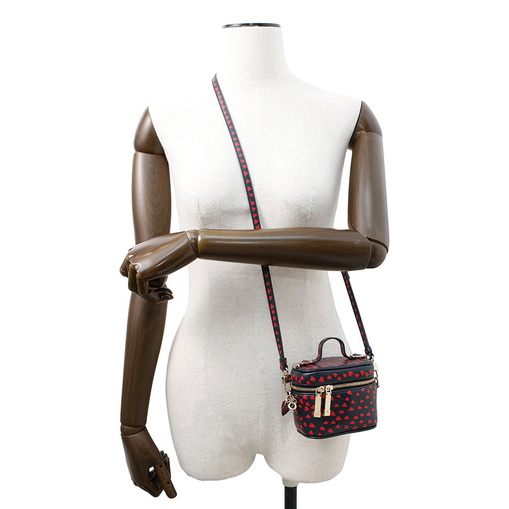 Dior Heart 2-Way Shoulder Vanity Pouch Navy/Red Leather Rovelle Bags