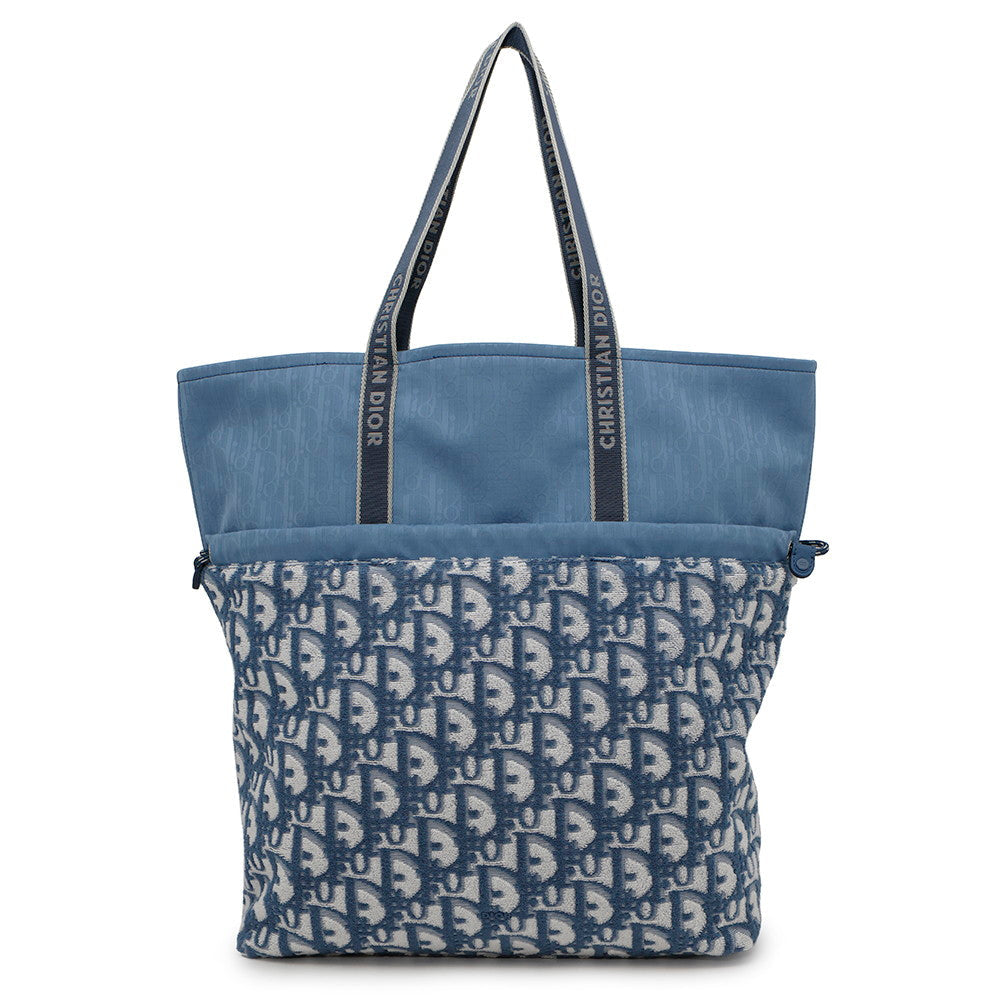 Dior Oblique Reversible Tote Bag Light Blue Canvas Pile Rovelle Bags