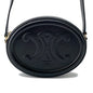 CELINE Oval Purse Cuir Triomphe Shoulder Bag Black10I703 Leather