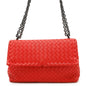 Bottega Veneta INTRECCIATO Olympia Chainshoulder Bag Red Leather