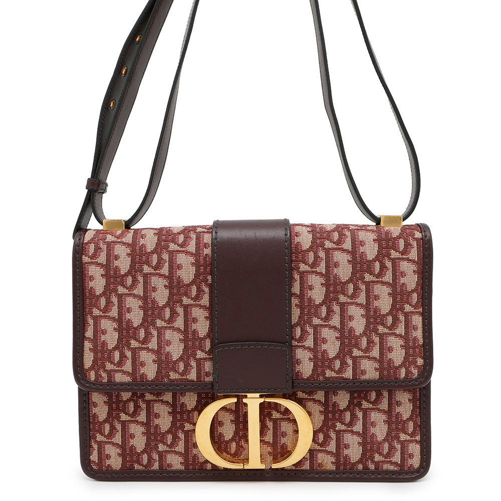 Dior Oblique Montaigne Shoulder Bag Bordeaux Canvas Leather Rovelle Bags