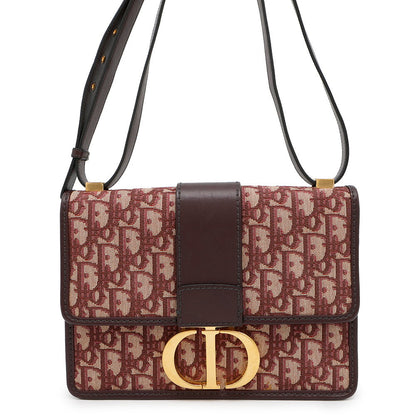 Dior Oblique Montaigne Shoulder Bag Bordeaux Canvas Leather Rovelle Bags