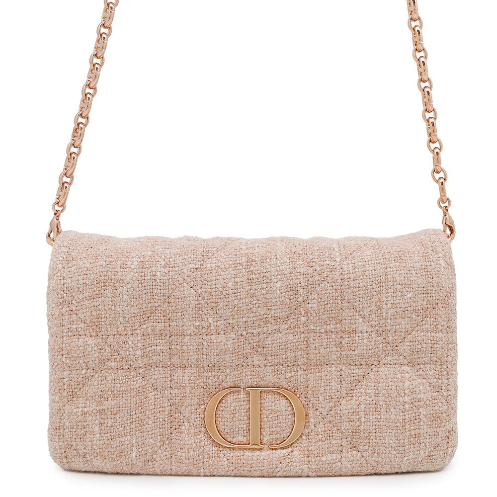 Dior Caro ChainShoulder Bag Pink Tweed Rovelle Bags