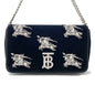 BURBERRY Lola Bag TB Logo Crystal Bag Black Velvet Rhinestone
