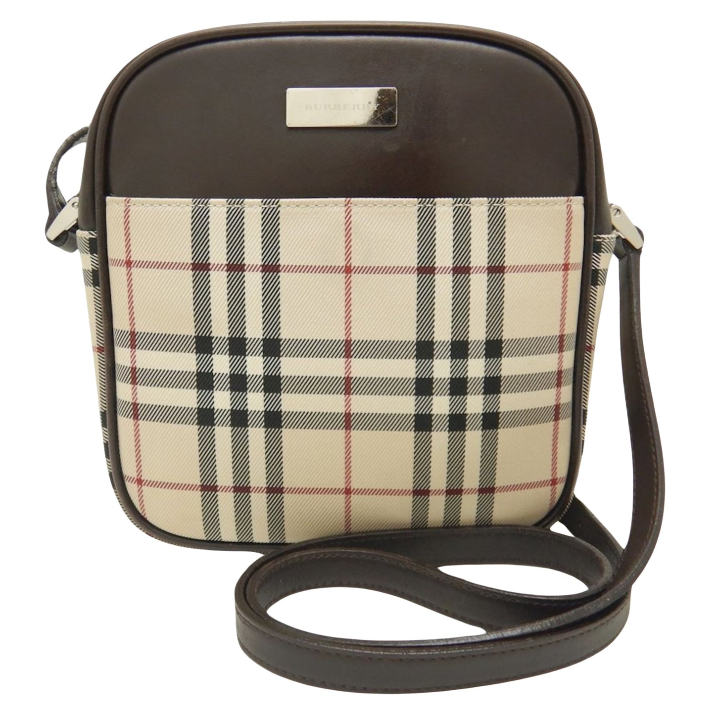 Burberry Nova Brand Canvas White Shoulder Bag Style 45