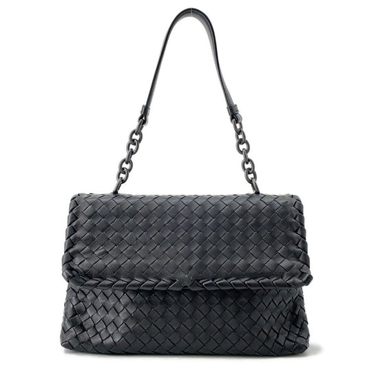 Bottega Veneta ChainShoulder Bag Black INTRECCIATOLeather