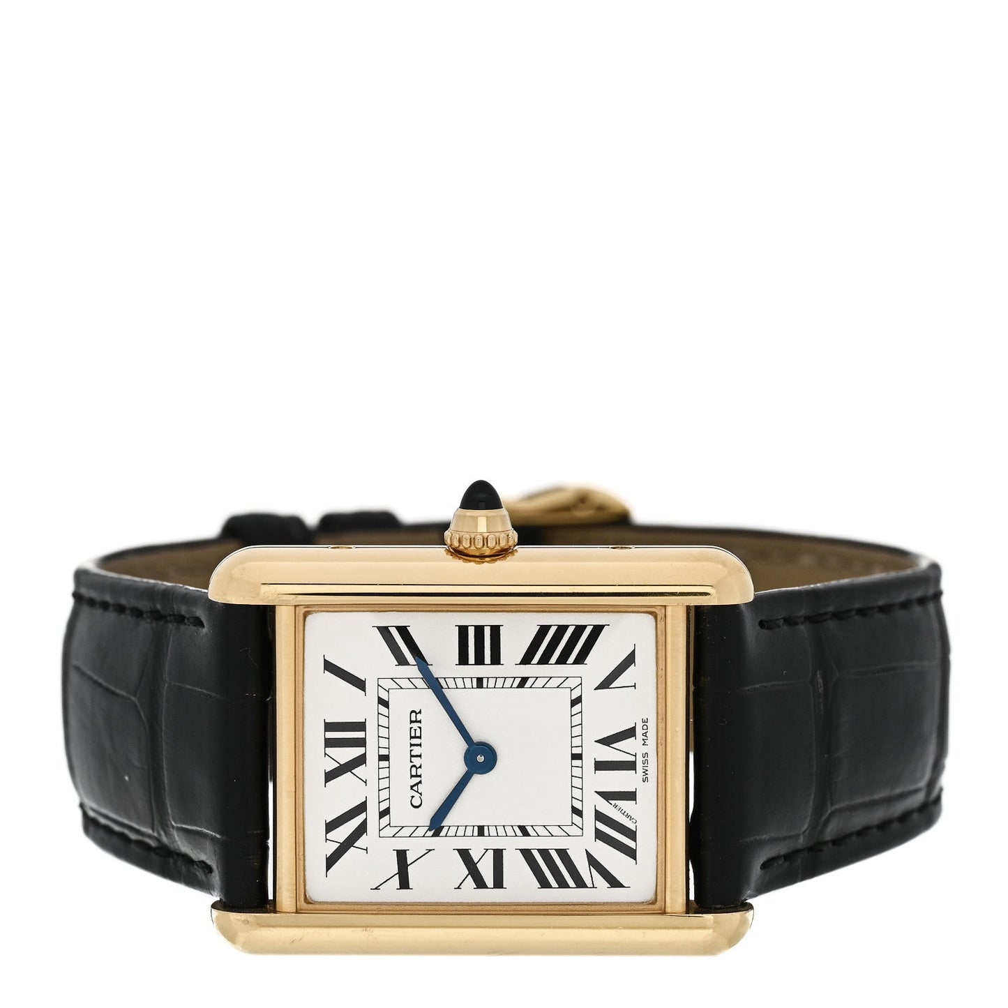 18K Yellow Gold Alligator 26mm Tank Louis Quartz Watch