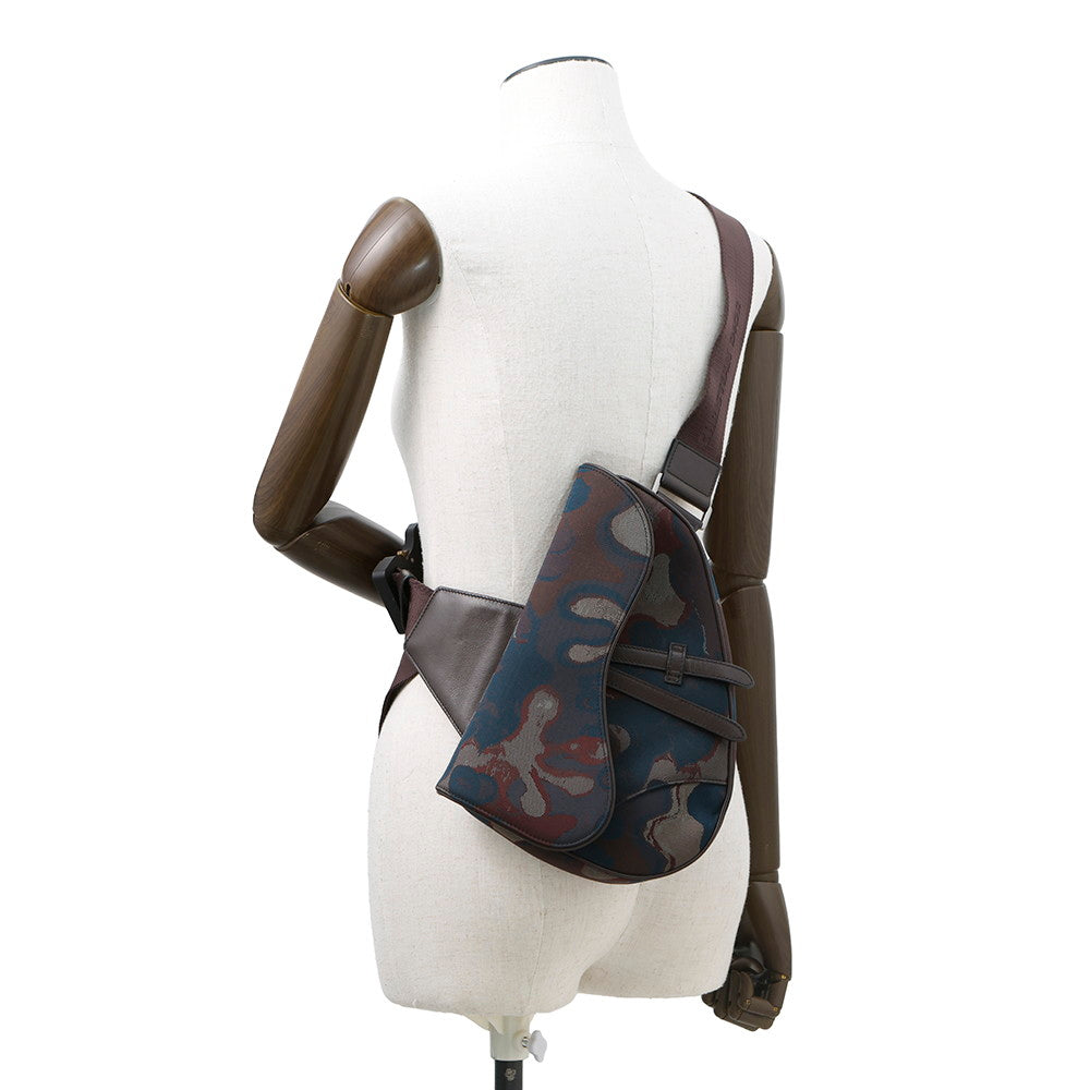 Dior Camouflage Saddle Crossbody Bag Bordeaux/Maru color Canvas Rovelle Bags