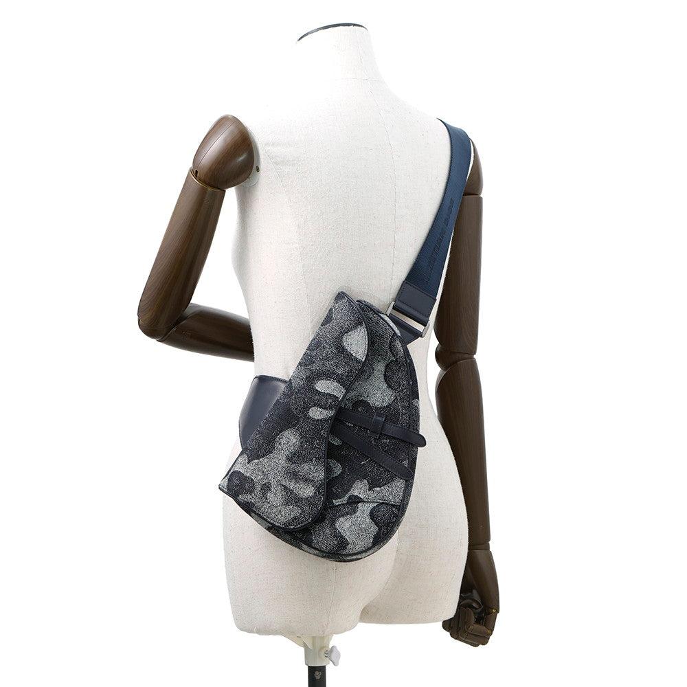 Dior Camouflage Saddle Crossbody Bag Navy Canvas Rovelle Bags