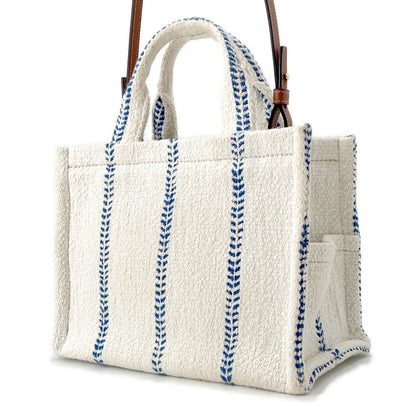 CELINE Small Cabas Thais Tote Bag White/Blue199162EYI.01BB Textile Leather Size Small