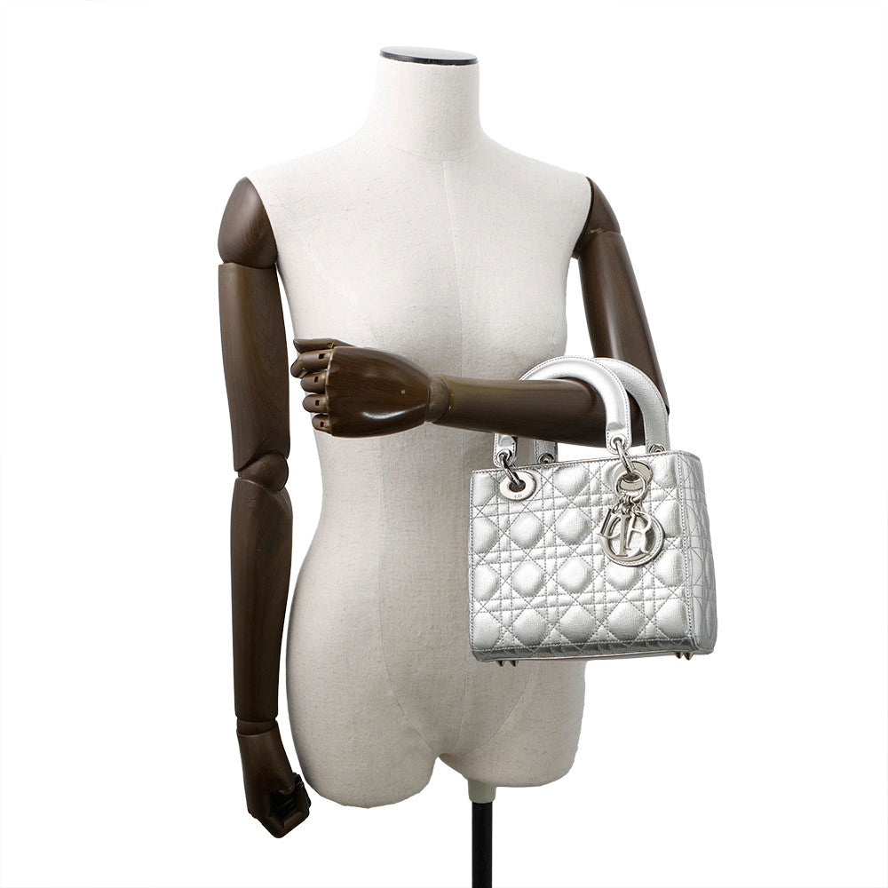 Dior Lady's Dior MY ABCDIOR Cannage 2-way Bag SilverM0538ONGE Leather Rovelle Bags