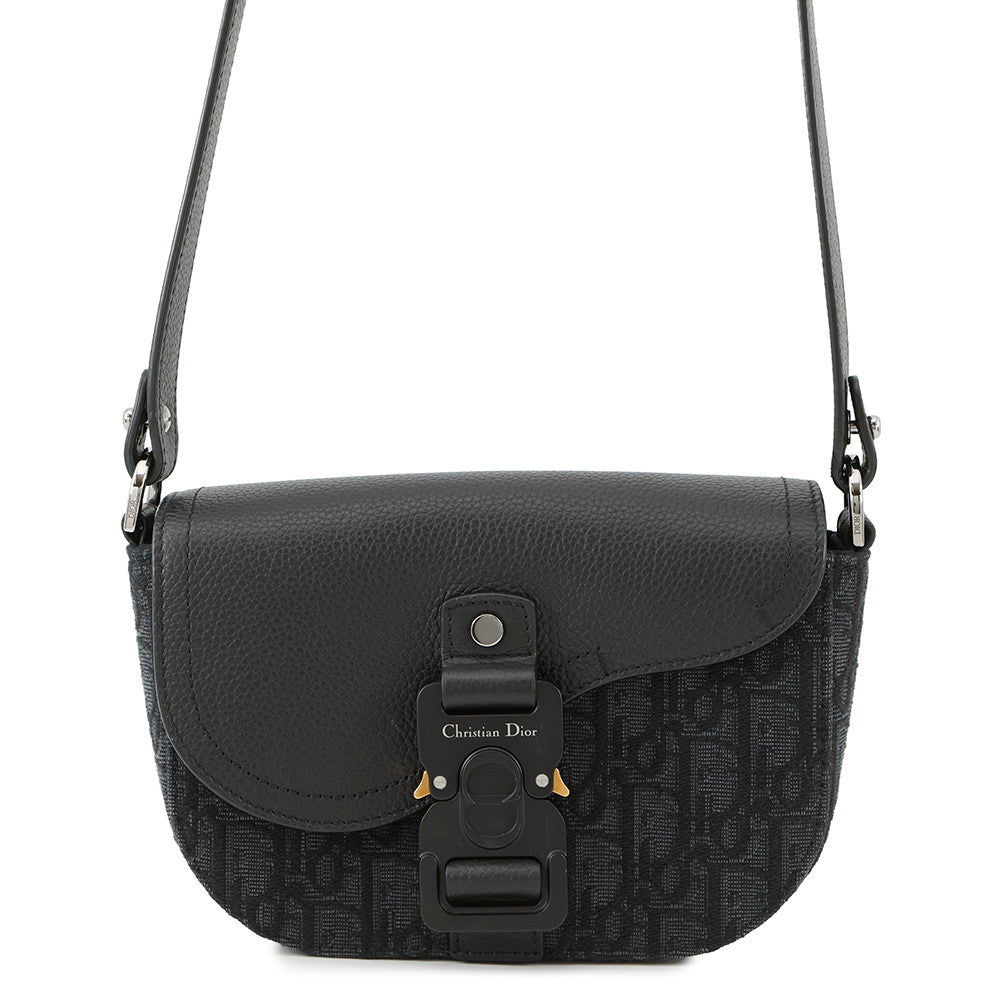Dior Oblique Saddle Shoulder Black2ADCA435YKS Canvas Calf Leather Size Mini Rovelle Bags