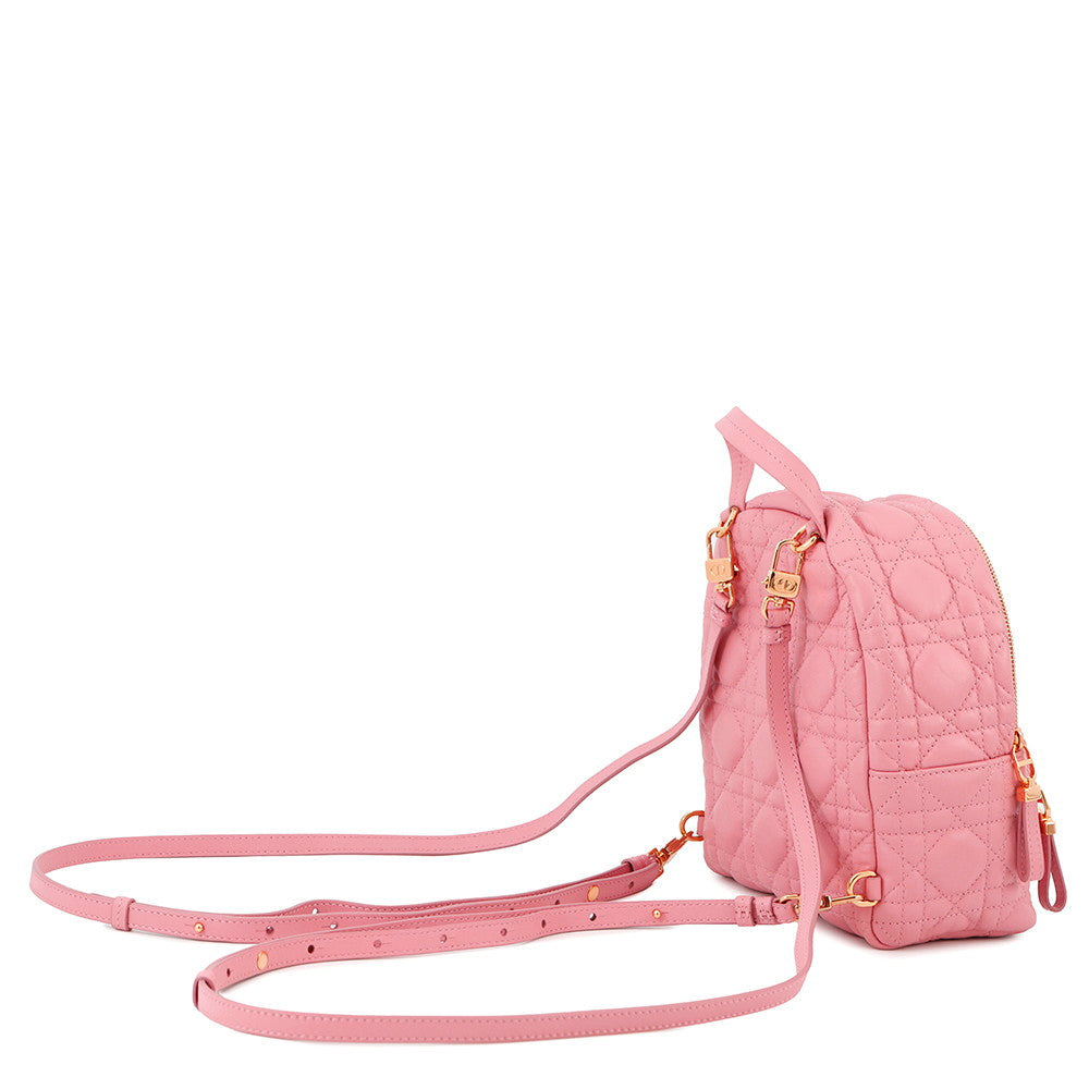 Dior Cannage Backpack PinkM9222UNGF Leather Size Mini Rovelle Bags