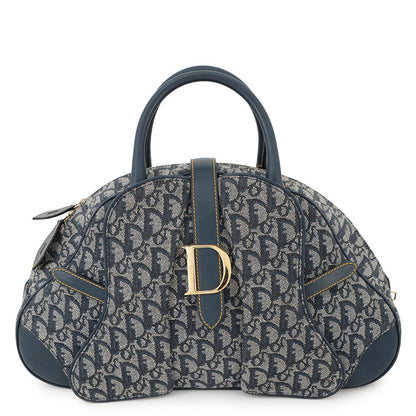 Dior Trotter double saddle bag Navy Canvas Leather Rovelle Bags
