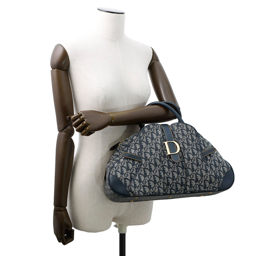Dior Trotter double saddle bag Navy Canvas Leather Rovelle Bags