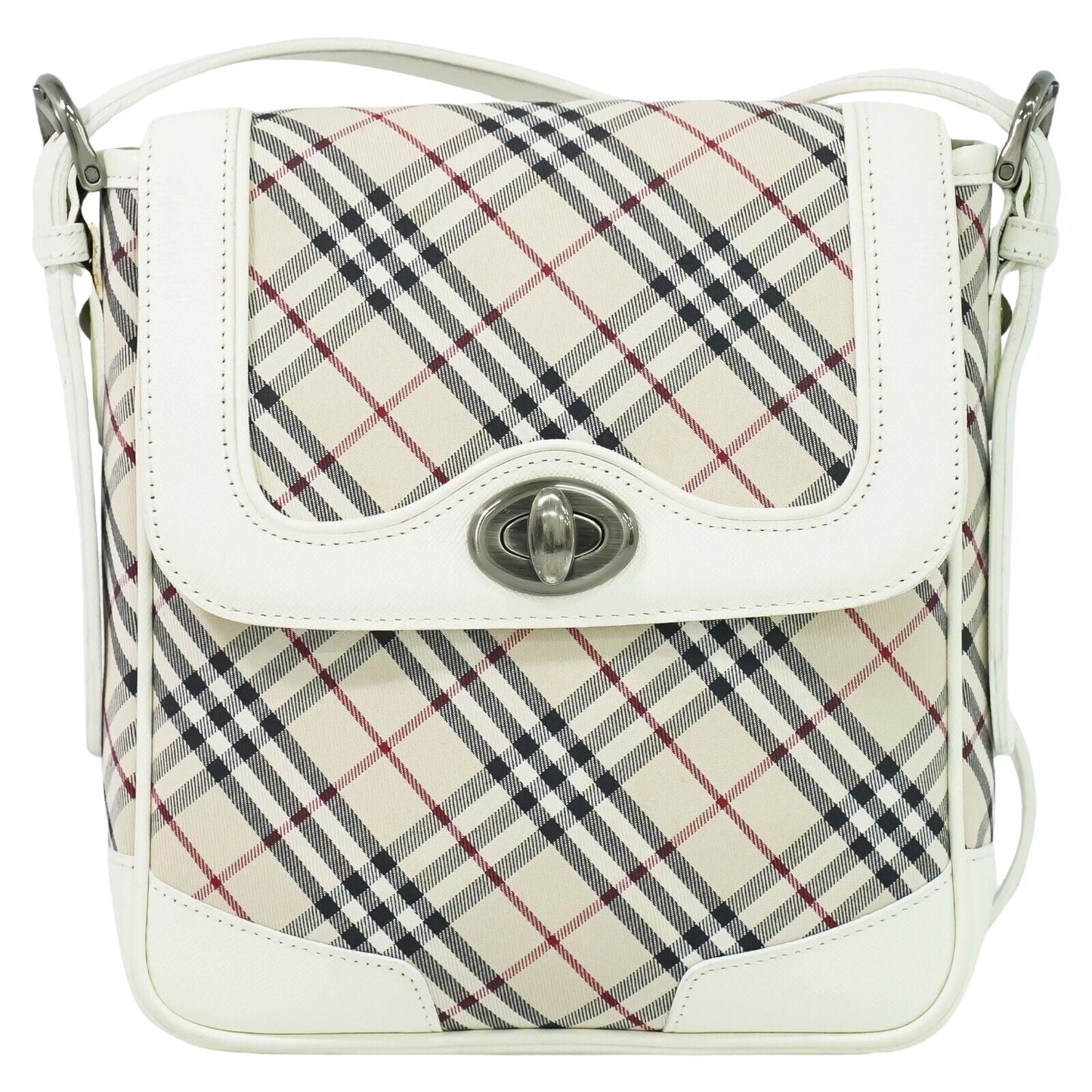 Burberry Nova Brand Check White Shoulder Bag