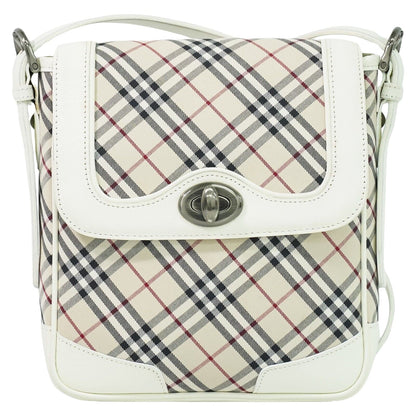 Burberry Nova Brand Check White Shoulder Bag