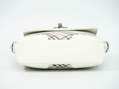Burberry Nova Brand Check White Shoulder Bag