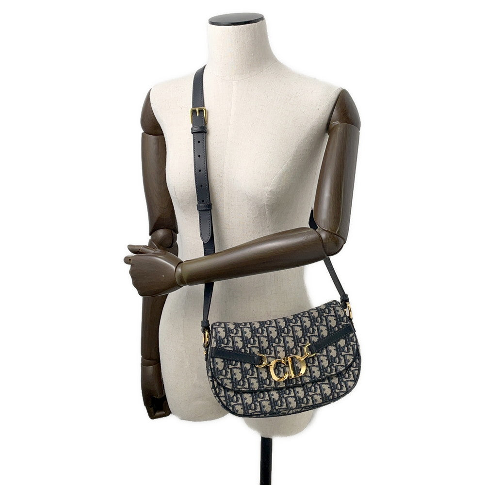 Dior Oblique CD Busus Shoulder Bag NavyM9380UTZQ Canvas Leather Size Small Rovelle Bags