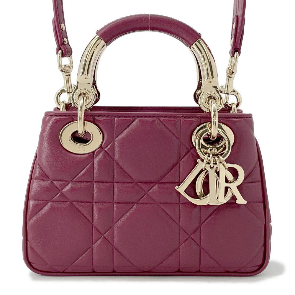 Dior Lady'S 95 22 2Way Handbag Bordeaux Leather Size Mini Rovelle Bags