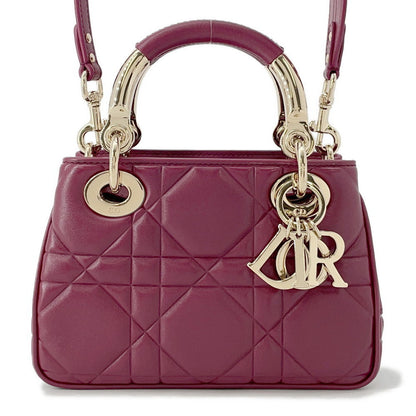 Dior Lady'S 95 22 2Way Handbag Bordeaux Leather Size Mini Rovelle Bags