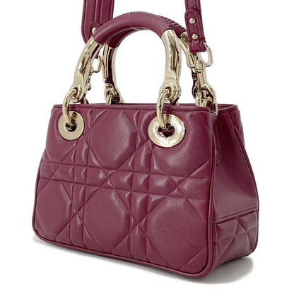 Dior Lady'S 95 22 2Way Handbag Bordeaux Leather Size Mini Rovelle Bags