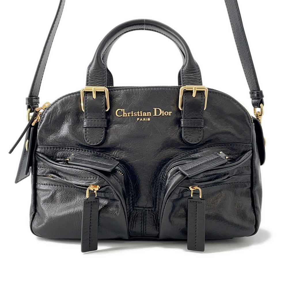 Dior Grand Tour Bowling Bag Blackm6000Unqd Crinkled Calf Leather Size Small Rovelle Bags