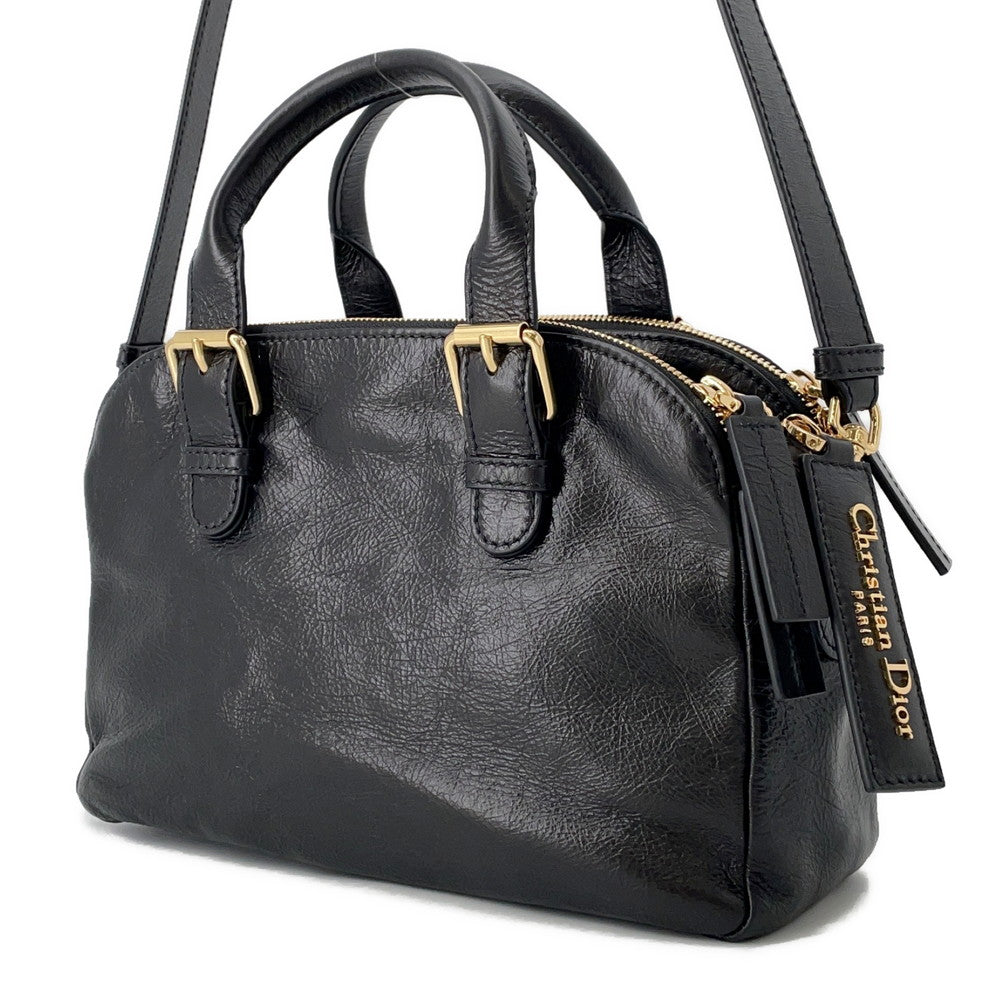 Dior Grand Tour Bowling Bag Blackm6000Unqd Crinkled Calf Leather Size Small Rovelle Bags