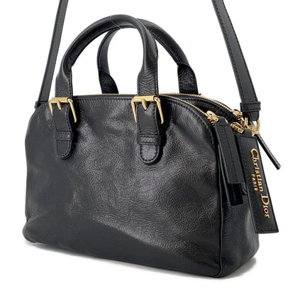 Dior Grand Tour Bowling Bag Blackm6000Unqd Crinkled Calf Leather Size Small Rovelle Bags