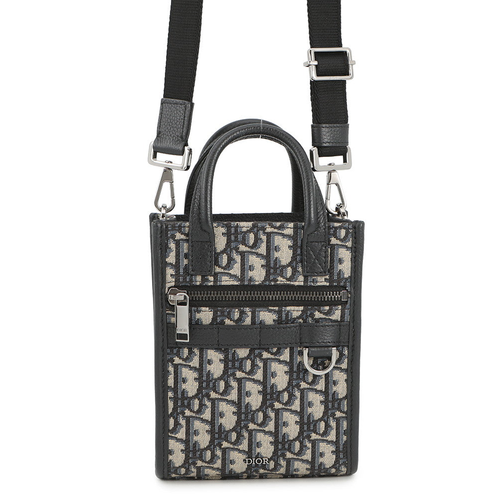 Dior Oblique Leather Navy Tote Bag Leather Rovelle Bags