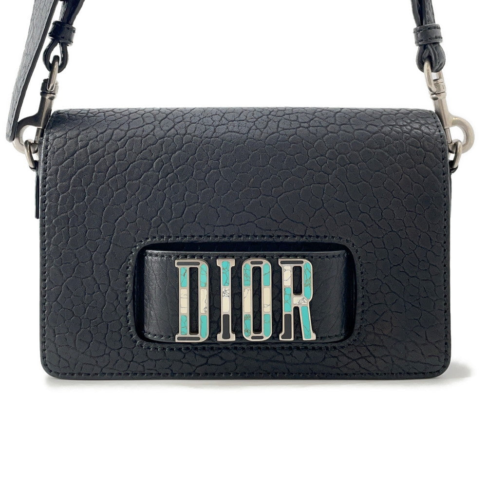 Dior Mosaique Logo Shoulder Bag Black Leather Rovelle Bags