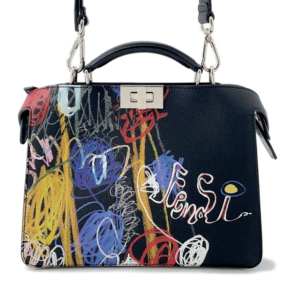 FENDI Peekaboo Icy You Black/Multicolor7VA530 Leather Size Mini Rovelle Bags