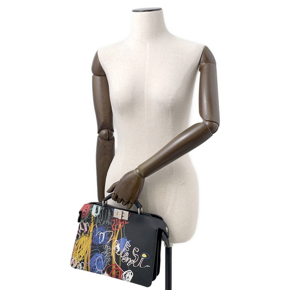 FENDI Peekaboo Icy You Black/Multicolor7VA530 Leather Size Mini Rovelle Bags