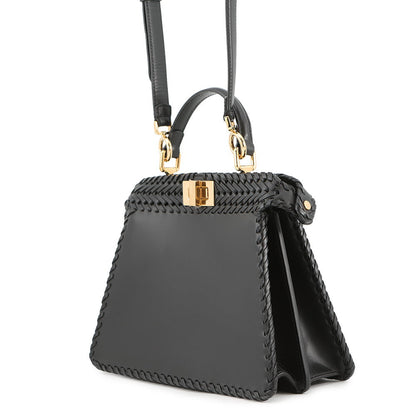FENDI Peekaboo ISeeU Braided Black8BN327 Leather Size Small Rovelle Bags