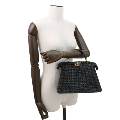 FENDI Peekaboo ISeeU Braided Black8BN327 Leather Size Small Rovelle Bags