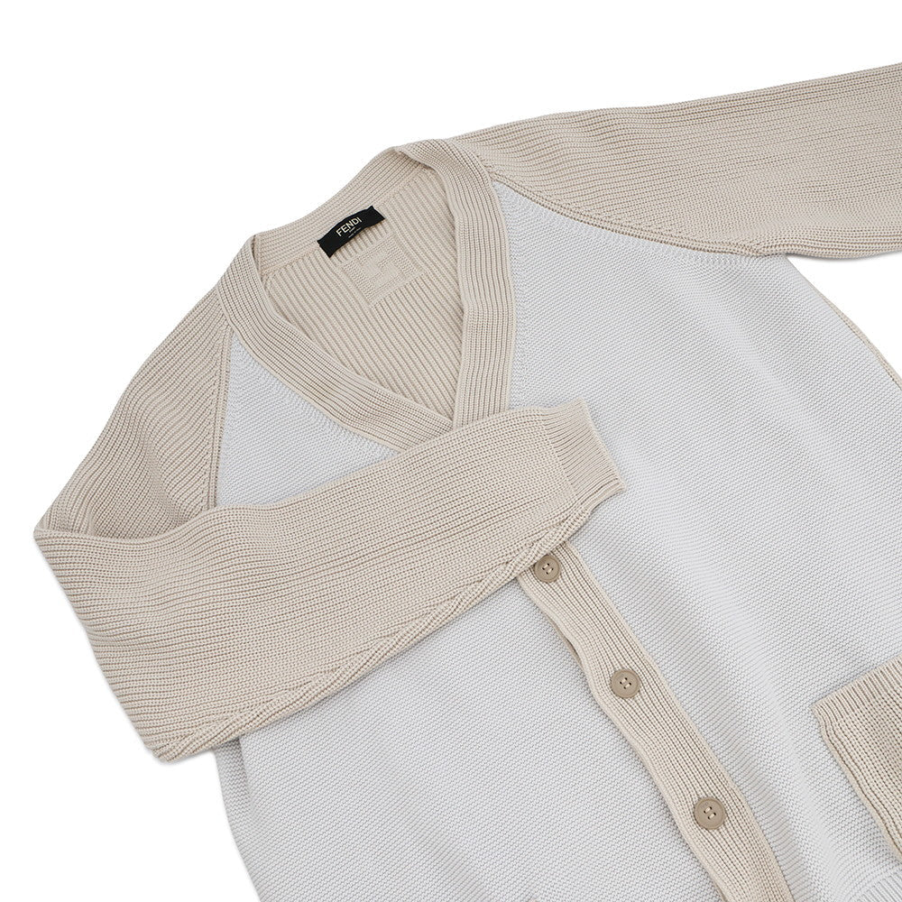 FENDI Knit cardigan Size 58 Beige/Light GrayFZC498 Cotton57% Nylon43% Rovelle Bags
