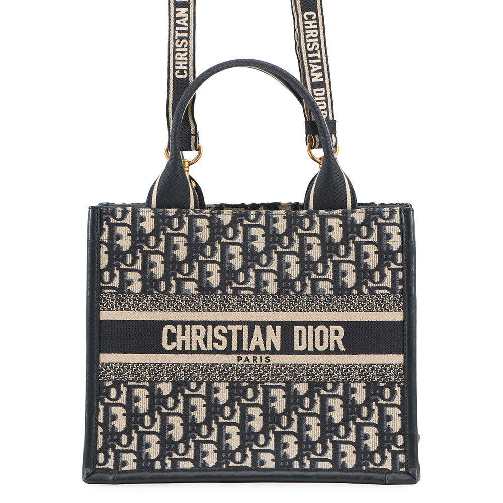 Dior Oblique Embroidery Book Tote Navym1325Czbb Canvas Calf Leather Size Small Rovelle Bags
