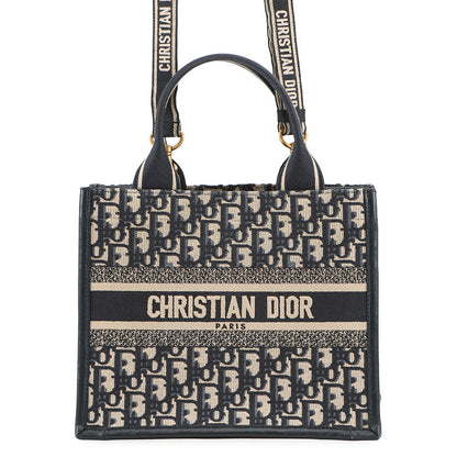Dior Oblique Embroidery Book Tote Navym1325Czbb Canvas Calf Leather Size Small Rovelle Bags