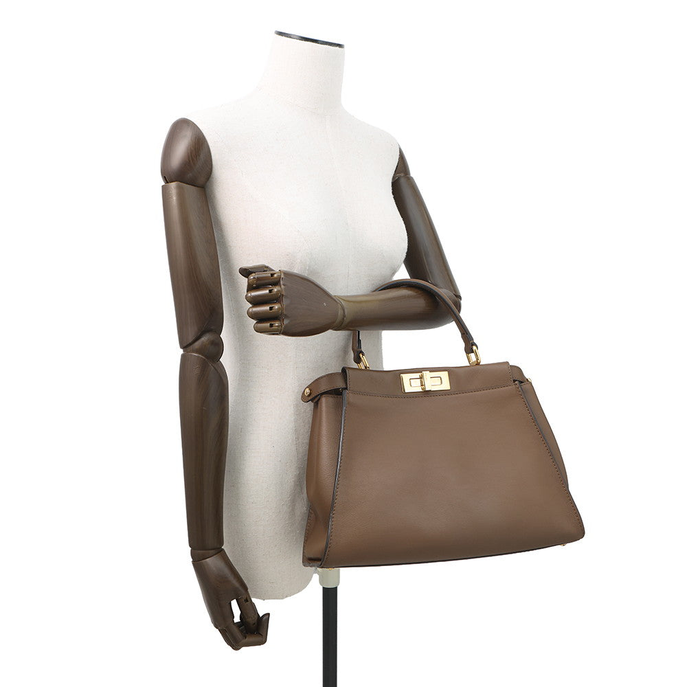 FENDI Peekaboo Selleria Brown8BN290 Leather Size regular Rovelle Bags