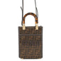FENDI Zucca Sunshine Shopper 2-Way Handbag Brown8BS051 Canvas Leather Sequins Rovelle Bags