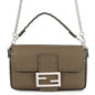 FENDI Selleria Baguette 2-Way Chain Shoulder Bag Khaki8BS017 Leather Size Mini Rovelle Bags